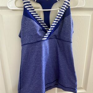 Lululemon Blue Striped Athletic Tank Top